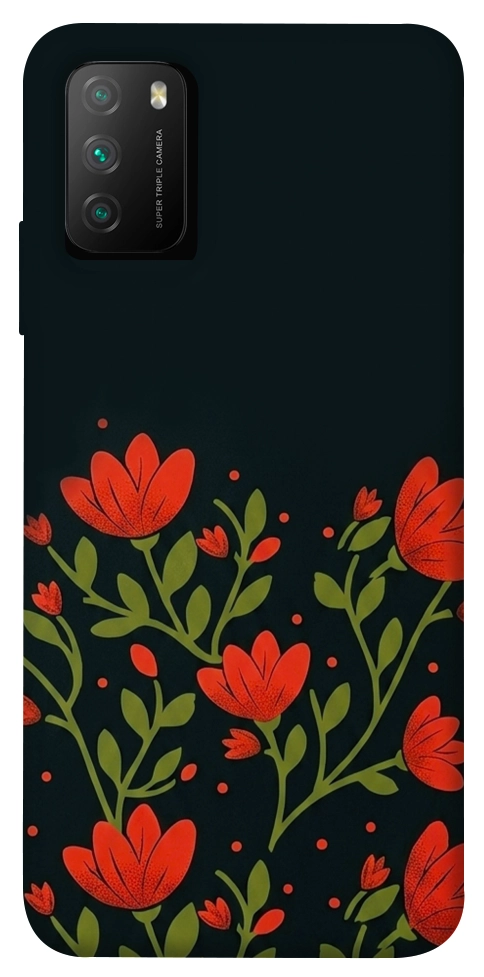 Чохол Червоний цвіт для Xiaomi Poco M3