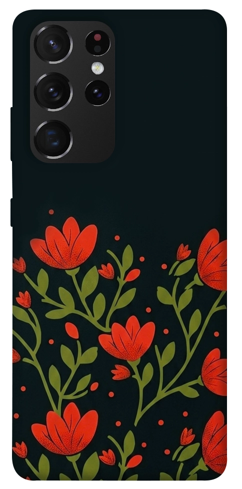 Чехол Червоний цвіт для Galaxy S21 Ultra