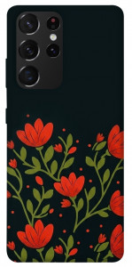 Чехол Червоний цвіт для Galaxy S21 Ultra