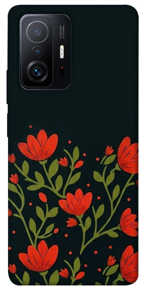 Чохол Червоний цвіт для Xiaomi 11T