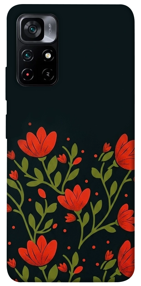 Чохол Червоний цвіт для Xiaomi Poco M4 Pro 5G