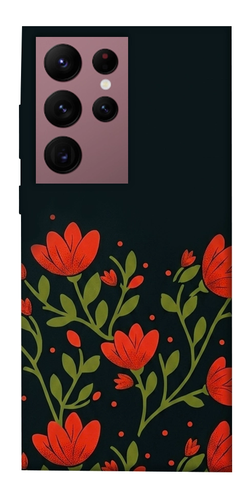 Чохол Червоний цвіт для Galaxy S22 Ultra