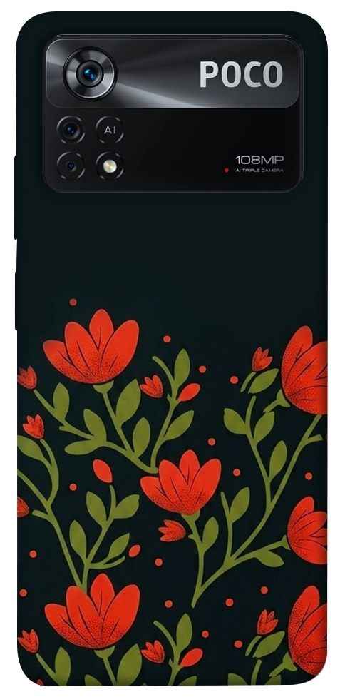 Чехол Червоний цвіт для Xiaomi Poco X4 Pro