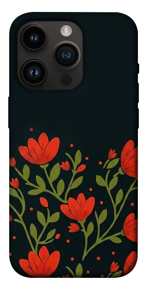 Чохол Червоний цвіт для iPhone 14 Pro