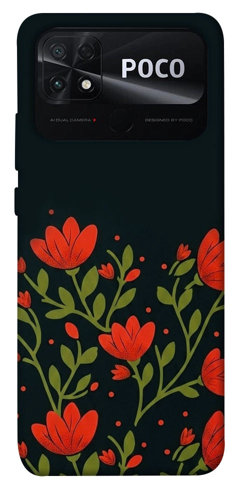 Чехол Червоний цвіт для Xiaomi Poco C40