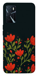 Чохол Червоний цвіт для Oppo A16 4G