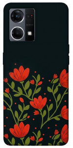 Чохол Червоний цвіт для Oppo Reno 7 4G