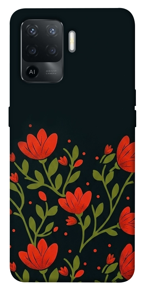 Чехол Червоний цвіт для Oppo Reno 5 Lite