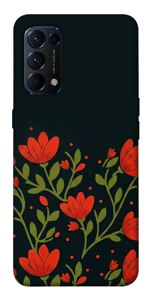 Чехол Червоний цвіт для Oppo Reno 5 4G
