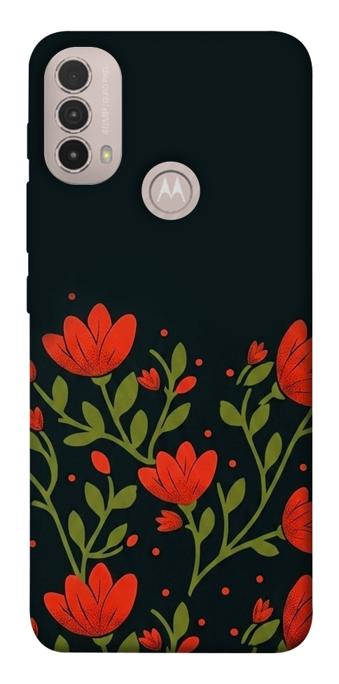 Чохол Червоний цвіт для Motorola Moto E40