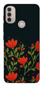Чохол Червоний цвіт для Motorola Moto E40