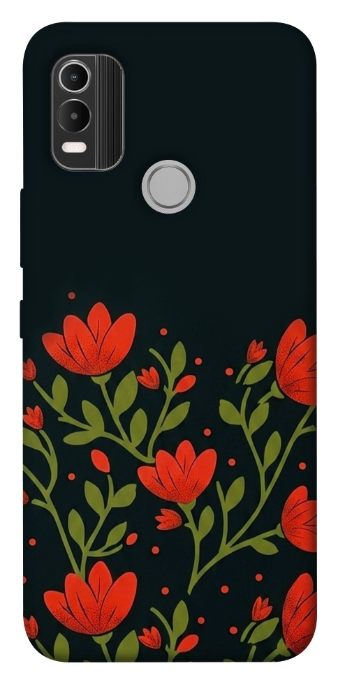 Чохол Червоний цвіт для Nokia C21 Plus