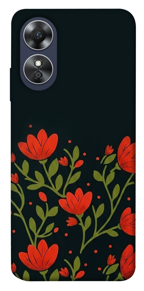 Чехол Червоний цвіт для Oppo A17