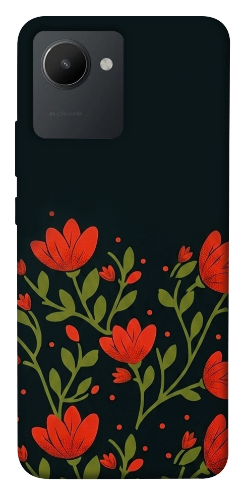 Чохол Червоний цвіт для Realme C30s