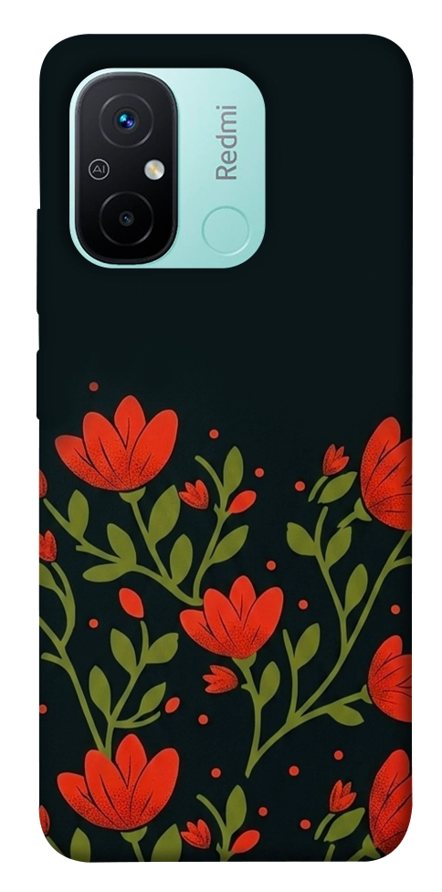Чехол Червоний цвіт для Xiaomi Redmi 12C
