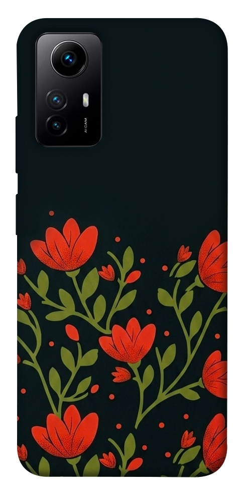 Чохол Червоний цвіт для Xiaomi Redmi Note 12S
