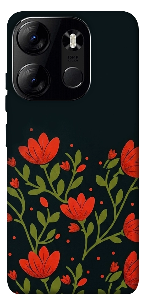 Чехол Червоний цвіт для Tecno Spark Go 2023
