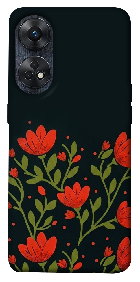 Чехол Червоний цвіт для Oppo Reno 8 T 4G