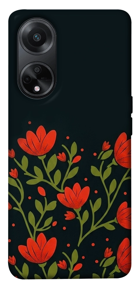 Чехол Червоний цвіт для Oppo A58 4G