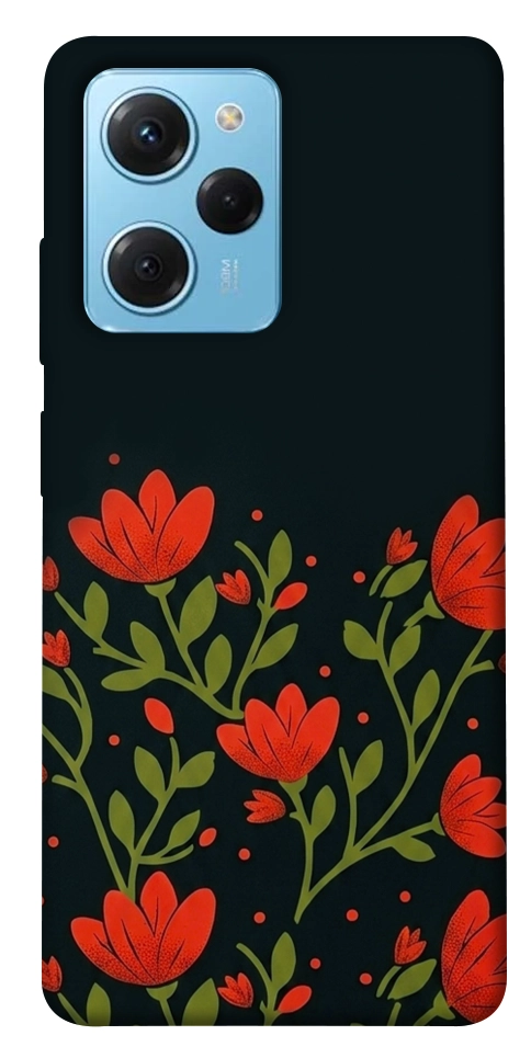 Чохол Червоний цвіт для Xiaomi Poco X5 Pro 5G
