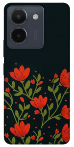 Чохол Червоний цвіт для Vivo Y36
