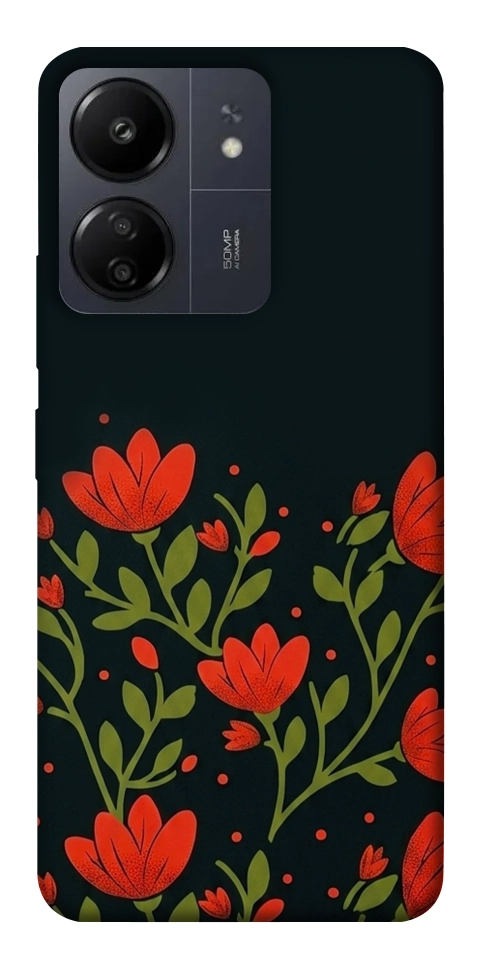 Чохол Червоний цвіт для Xiaomi Redmi 13C