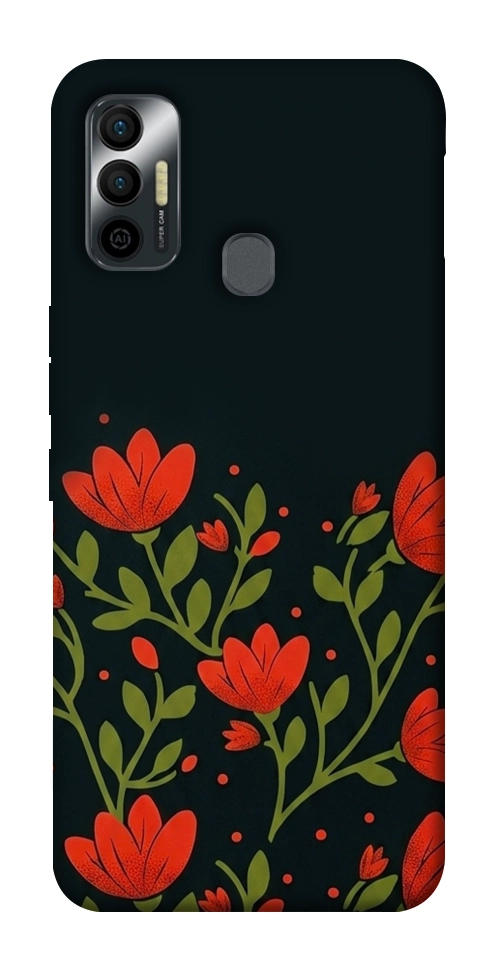 Чохол Червоний цвіт для TECNO Spark 7