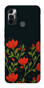Чохол Червоний цвіт для TECNO Spark 7