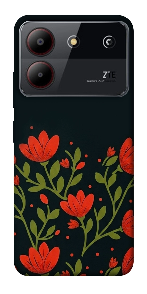 Чохол Червоний цвіт для ZTE Blade A54 4G