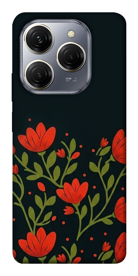 Чехол Червоний цвіт для TECNO Spark 20 Pro