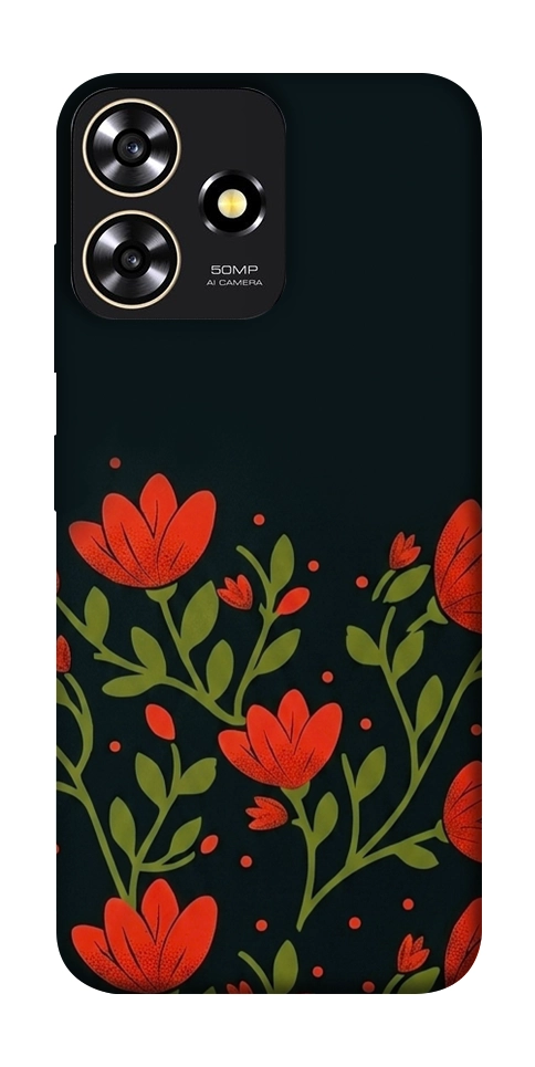 Чехол Червоний цвіт для ZTE Blade A73 4G