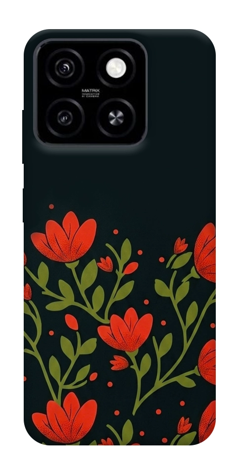 Чехол Червоний цвіт для ZTE Blade A55 4G