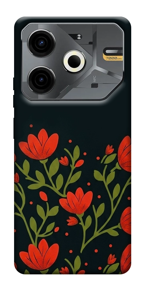 Чехол Червоний цвіт для TECNO Pova 6 Neo (LI6)