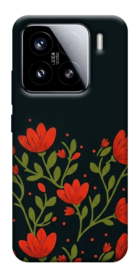 Чохол Червоний цвіт для Xiaomi 15