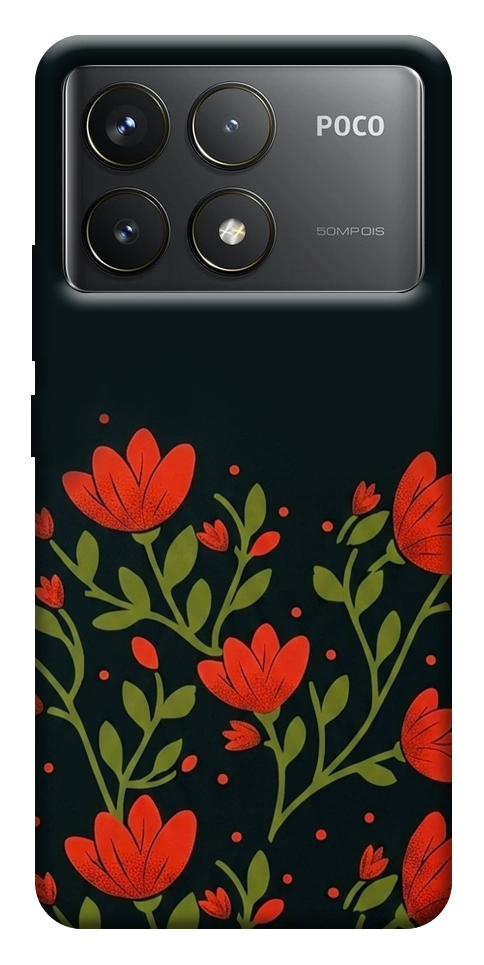 Чехол Червоний цвіт для Xiaomi Poco F6 Pro