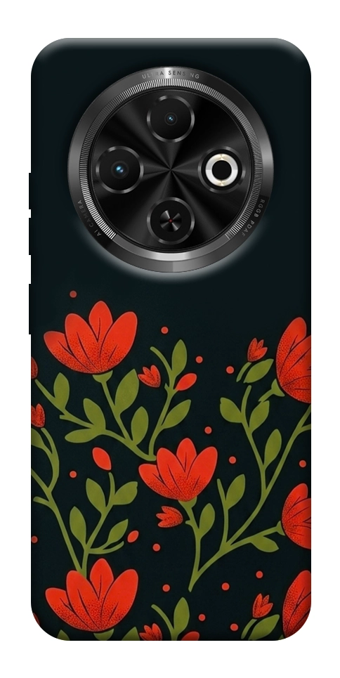 Чохол Червоний цвіт для TECNO Spark 30C (KL5n)