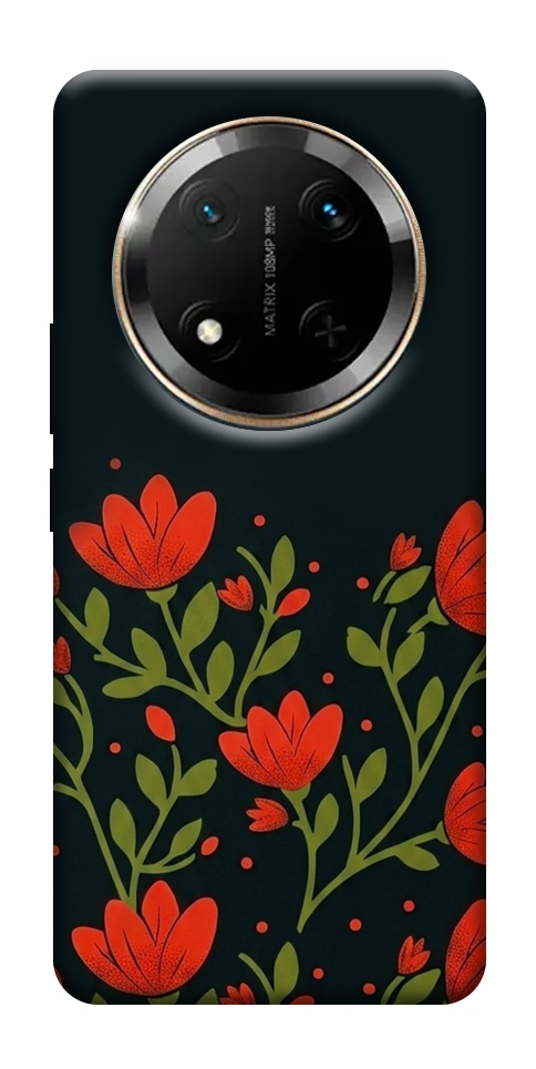 Чохол Червоний цвіт для Huawei Honor X9c