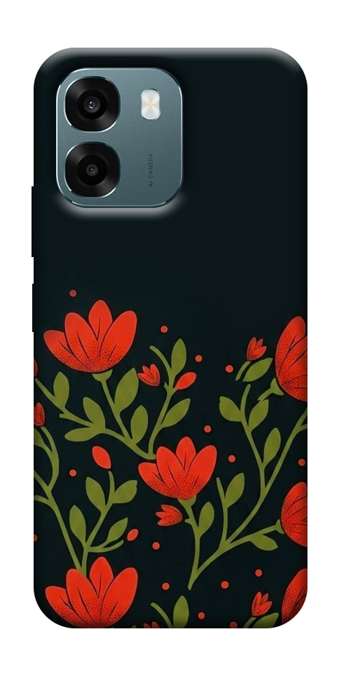 Чохол Червоний цвіт для Oppo A6