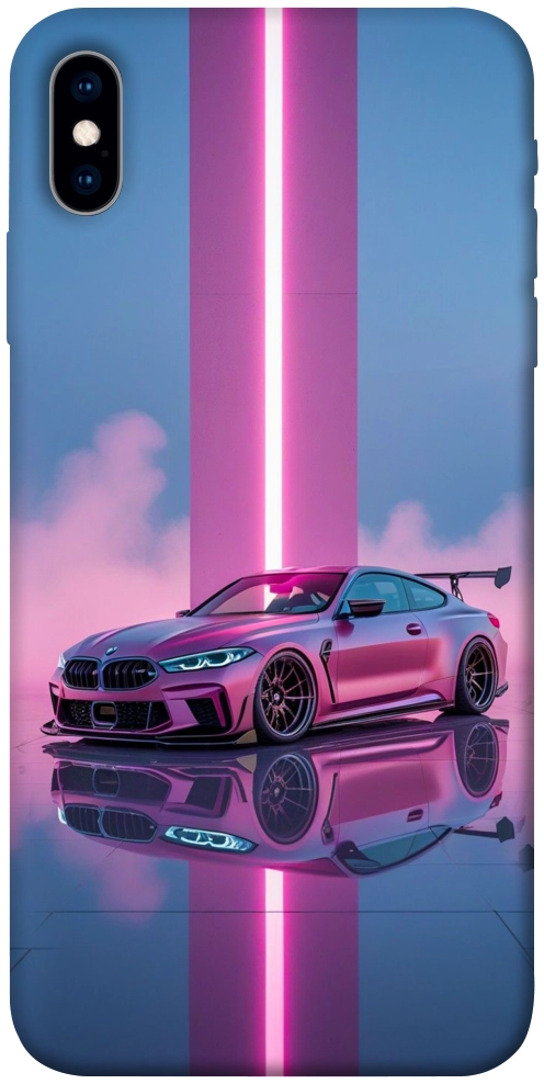 Чехол Pink neon car для iPhone X