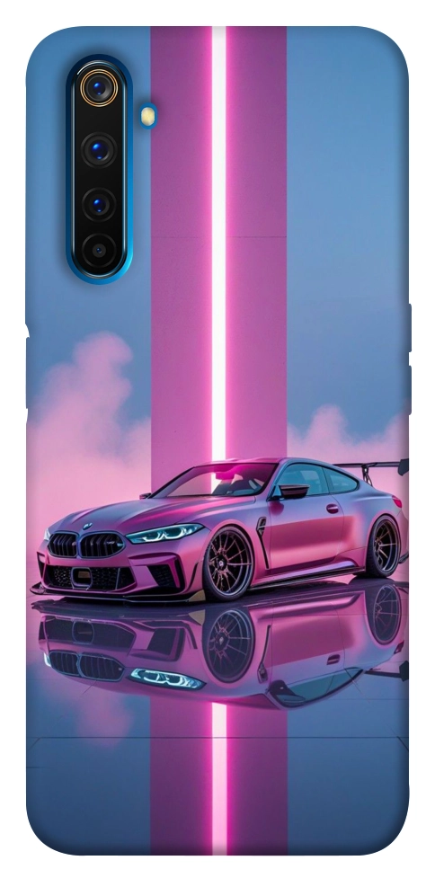 Чехол Pink neon car для Realme 6 Pro