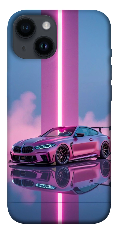 Чехол Pink neon car для iPhone 14
