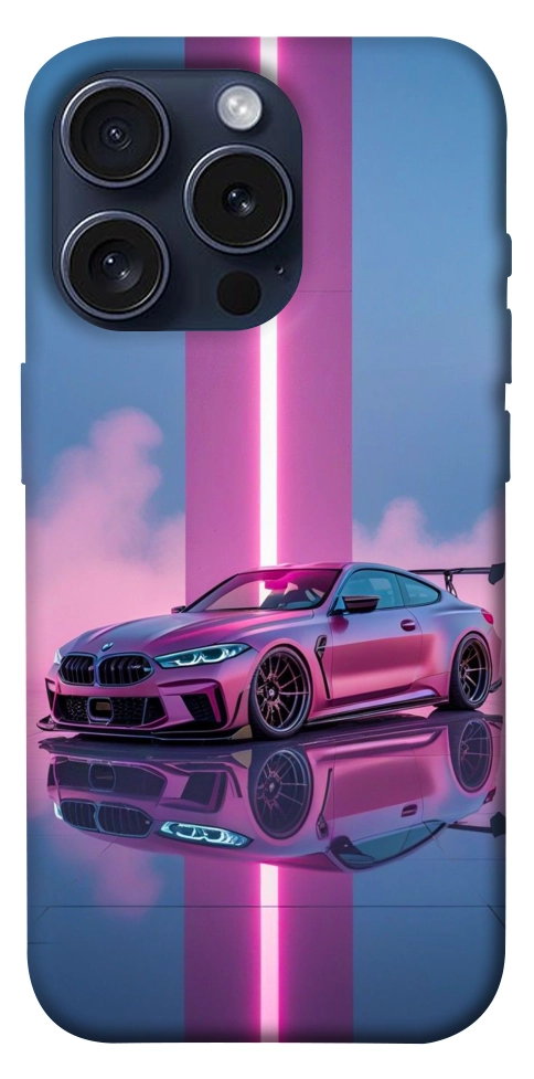 Чехол Pink neon car для iPhone 15 Pro