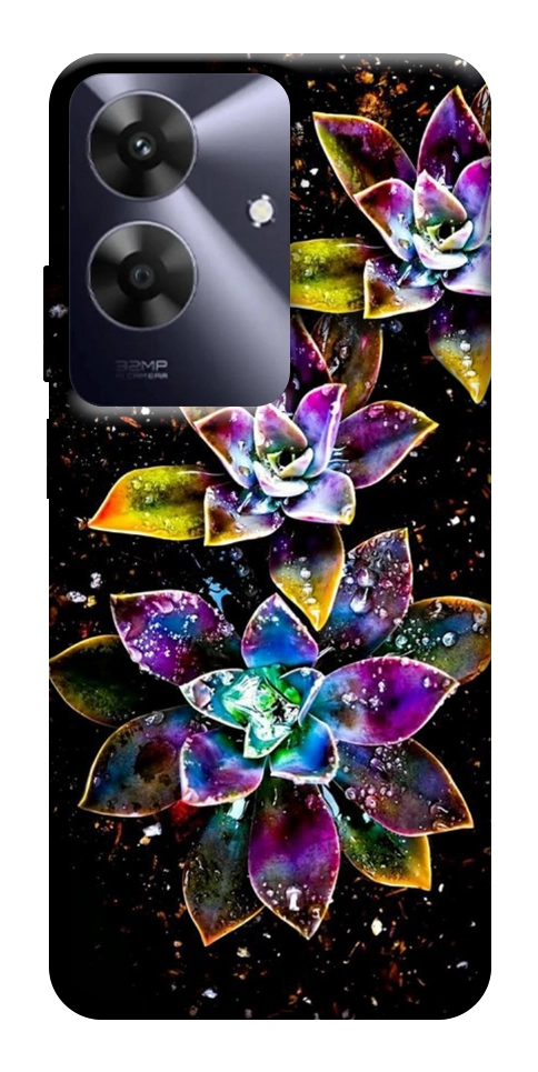Чехол Flowers on black для Realme Note 60x