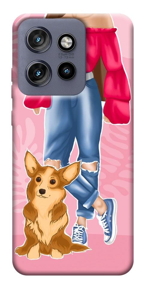 Чохол Girl and corgi для Motorola Edge 60 Neo