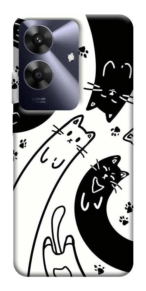 Чехол Черно-белые коты для Realme Note 60x