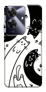 Чехол Черно-белые коты для Realme Note 60x