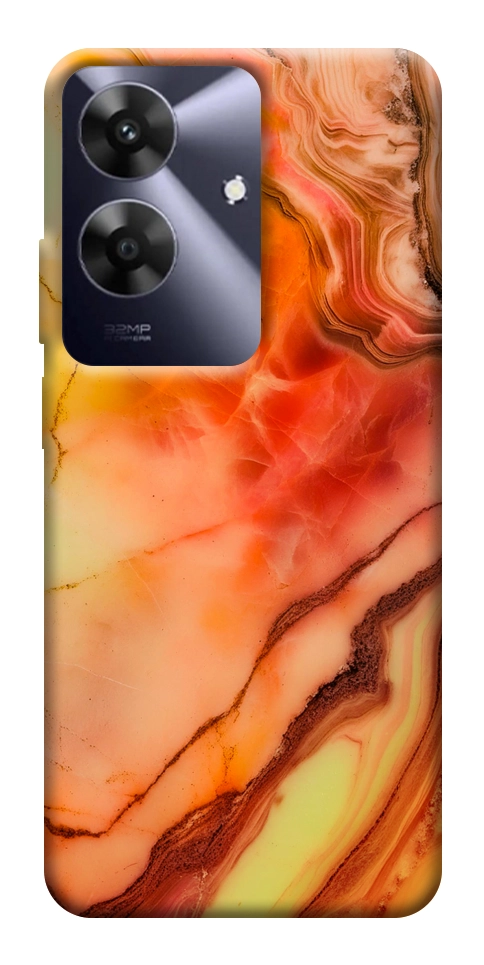 Чехол Красный коралл мрамор для Realme Note 60x