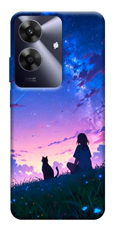 Чохол Space girl and cat для Realme Note 60x