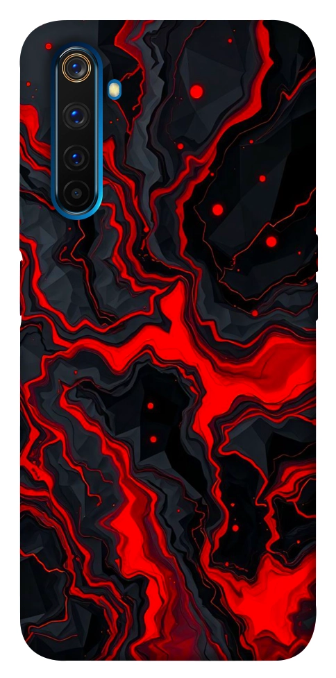 Чехол Black red marble для Realme 6 Pro