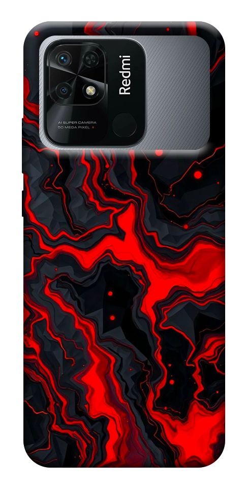Чехол Black red marble для Xiaomi Redmi 10C